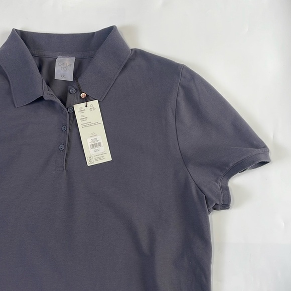 NWT Calia Pique Puff Sleeves Polo T-Shirt XXL Carbon Gray 3/4 Button Down Golf - Picture 8 of 16